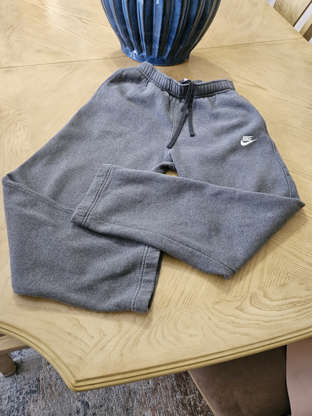 Womens Nike Gray Fleece Joggers with White Logo